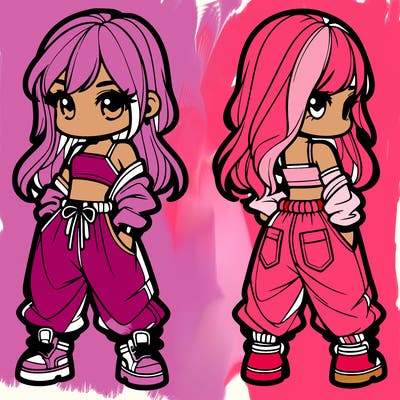 girl in crop top and baggy pants