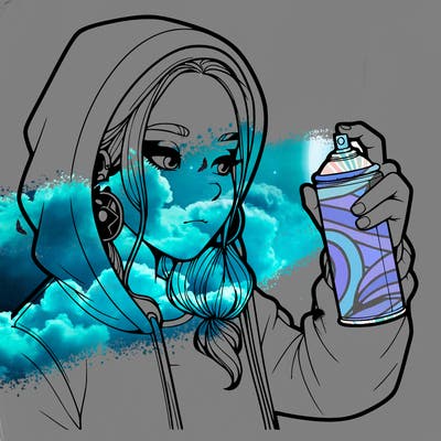 a realistic girl, spray painting