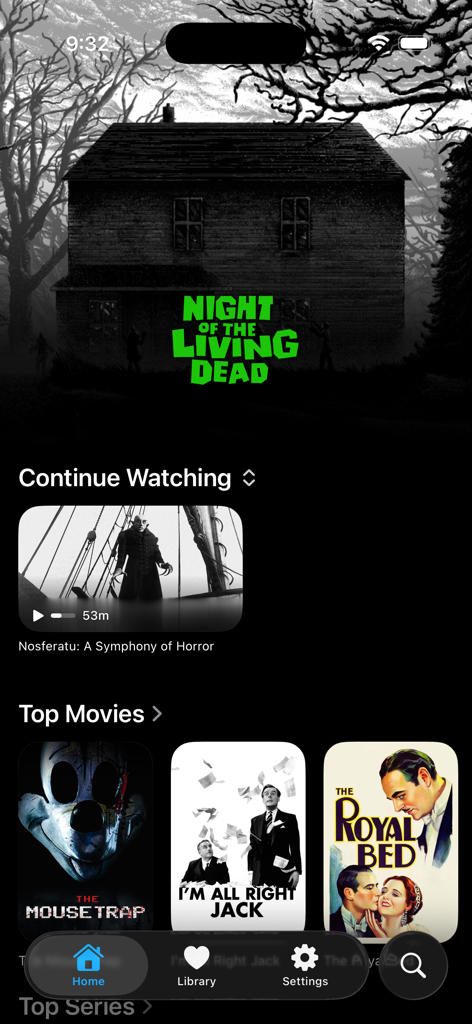 Omni Content Hub home screen displaying movie posters and navigation menu