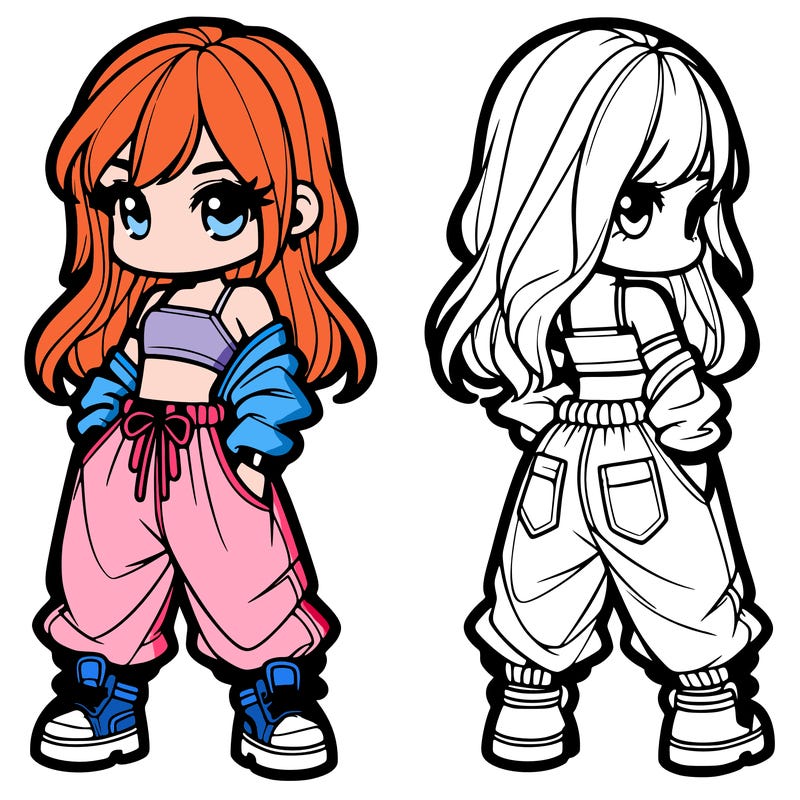 girl in crop top and baggy pants