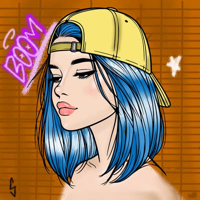 realistic  girl with a backwards hat