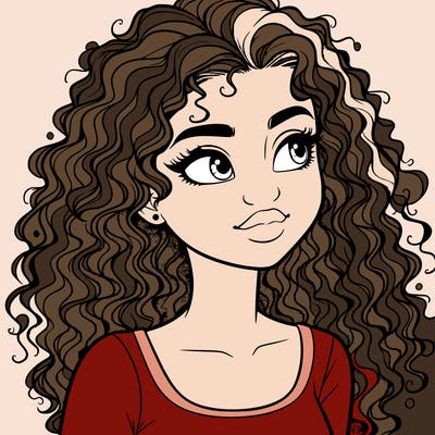 realistic girl with curly hair