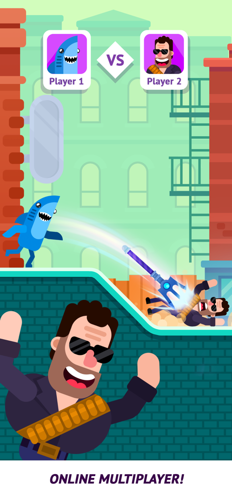 Ultimate Bowmasters - Duelo multijugador en línea entre dos personajes locos en un escenario urbano