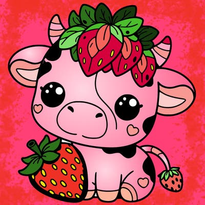 cute strawberry cow