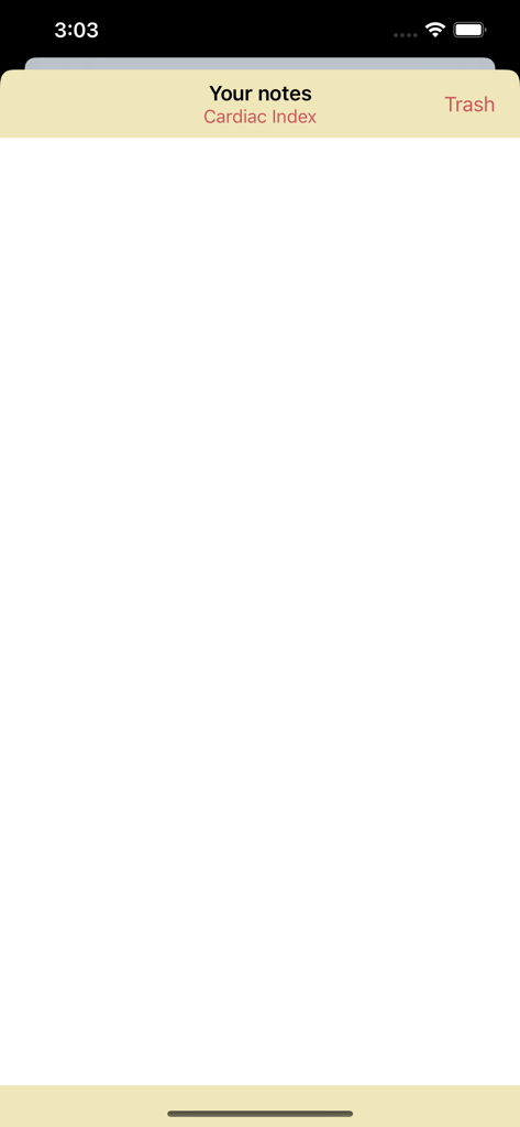 LabGear – Medical Lab Tests - Écran de notes pour le test de laboratoire médical Cardiac Index dans l'application LabGear