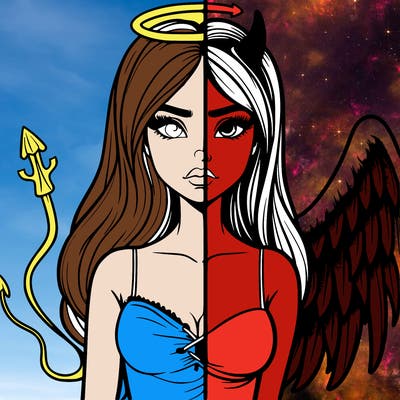 devil vs angel realistic girl