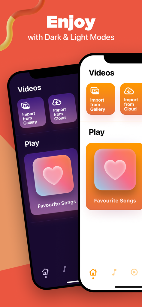 Interfaccia dell'app Video to MP3 Converter che mostra affiancate le schermate in modalità chiara e scura.