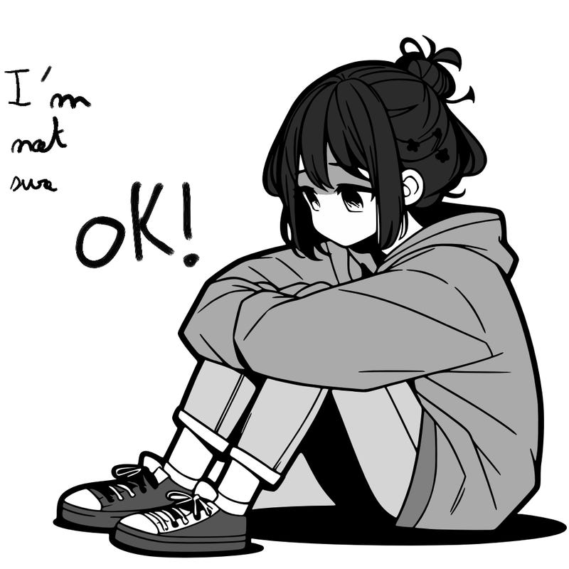 sad anime girl sitting alone