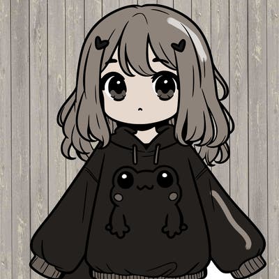 girl wearing frogging sweatshirt