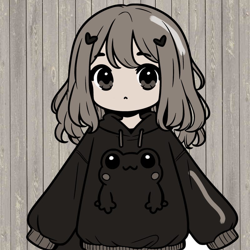 girl wearing frogging sweatshirt