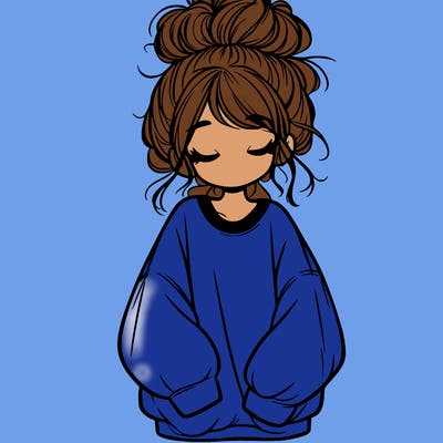 girl with baggy sweatshirt and messy bun
