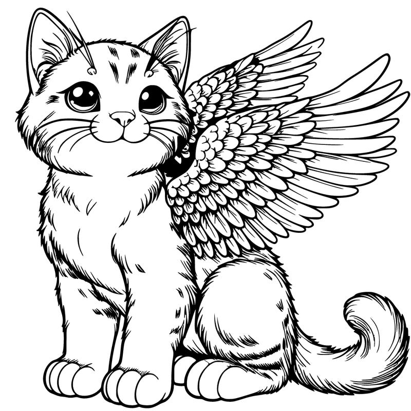 realistic cat with wings