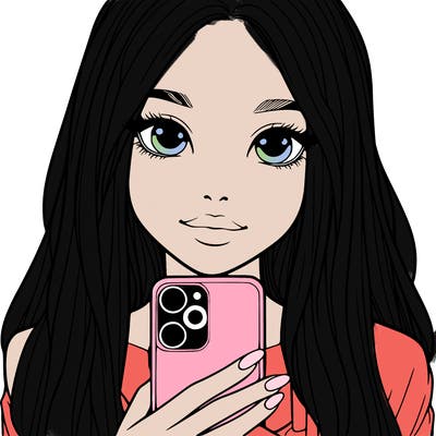 realistic girl with a phone