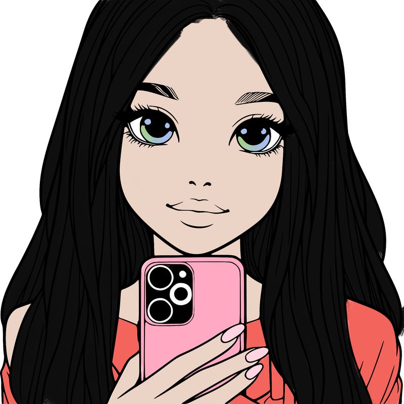 realistic girl with a phone