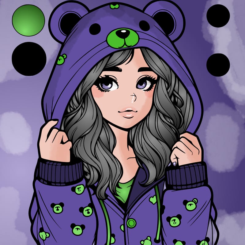realistic girl in a animal pjs hoodie