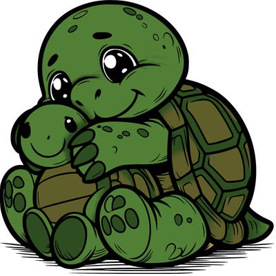 tortoise cuddling a soft toy