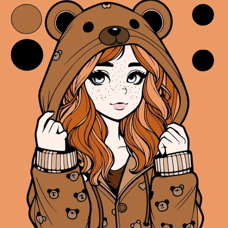 realistic girl in a animal pjs hoodie