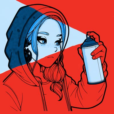 a realistic girl, spray painting