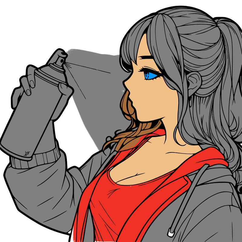 a realistic girl spray, painting