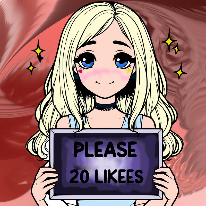 realistic girl holding a sign that says please 20 likes