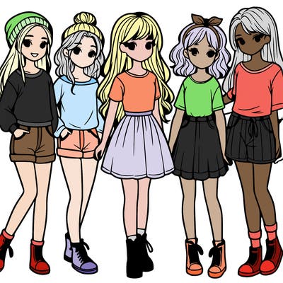 a group of five girls