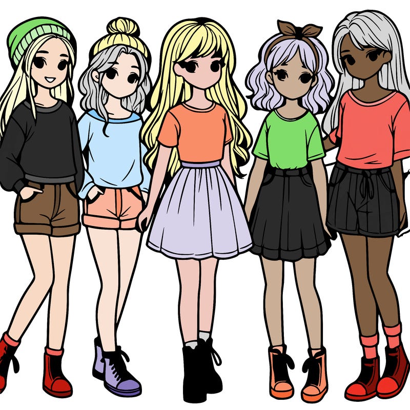a group of five girls