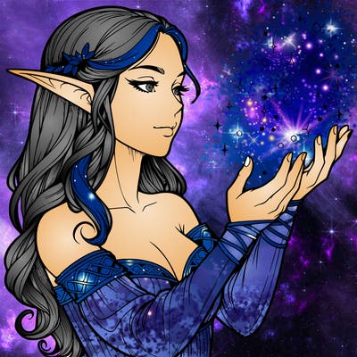 realistic elf girl doing magic