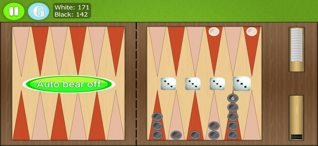 Gameplay de Backgammon Ultimate avec la fonction de sortie automatique