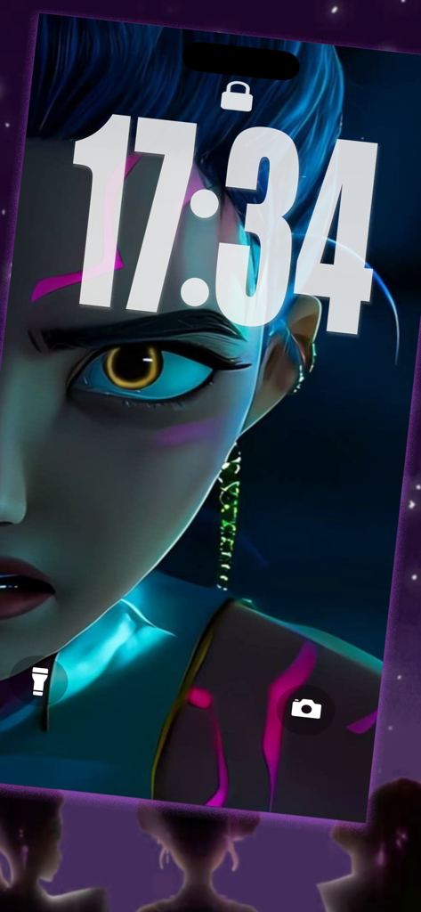 Demon Hunters Wallpaper KPop - Schermata di blocco iPhone con uno sfondo cinematografico in stile Kpop