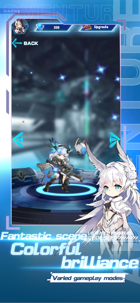 Anime-Charaktere im Sci-Fi-Spiel Star Summoning Place Adventure