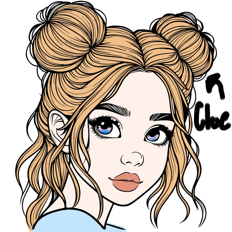 realistic girl with hair buns on her head