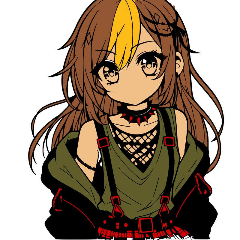 an anime girl that wears edgy clothing