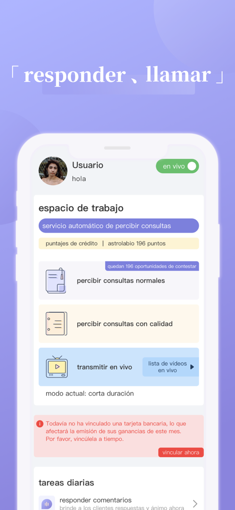 Salvia-Consultor - Dashboard of the Salvia-Consultor app for spiritual advisors featuring consultation tools and daily tasks.