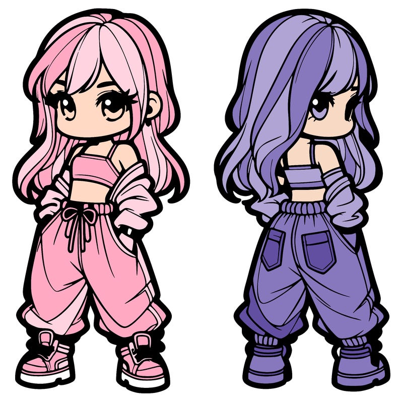 girl in crop top and baggy pants