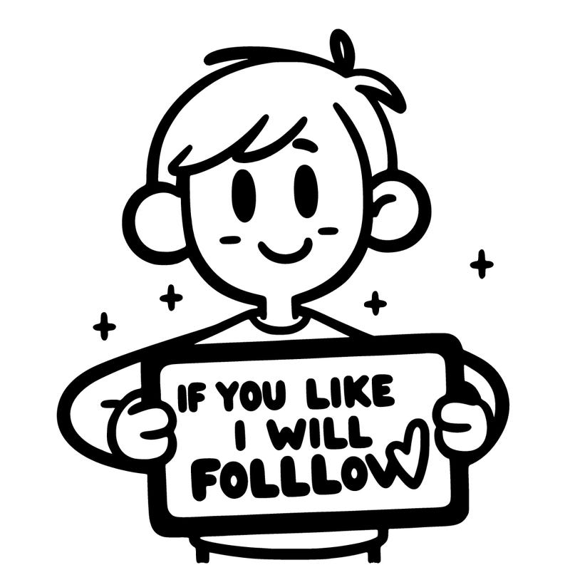 a person holding a sign that says if you like i will follow