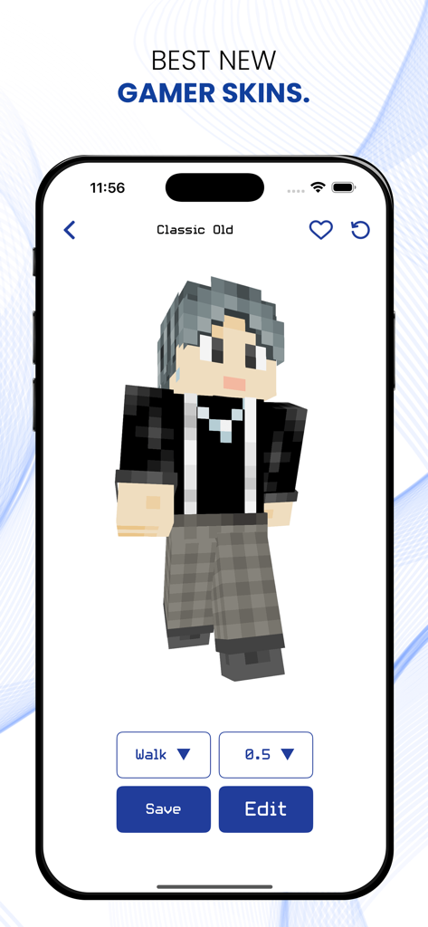 Gamer Skins for Minecraft ! - A 3D preview of a custom Minecraft character skin with save and edit options