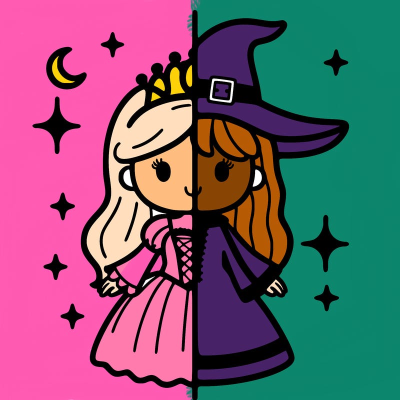 split princess and witch
