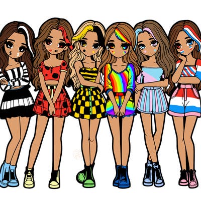 a group of girls realistic