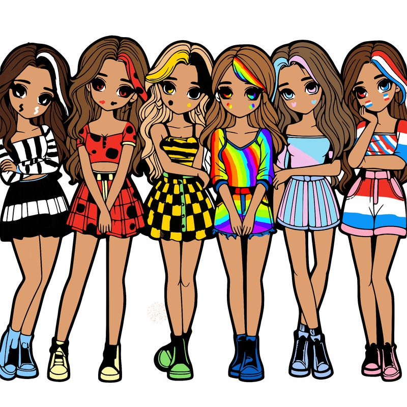 a group of girls realistic