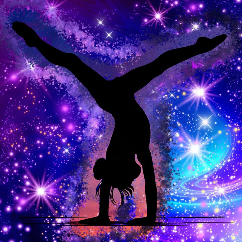 realistic gymnastic hand stand girl in four splits