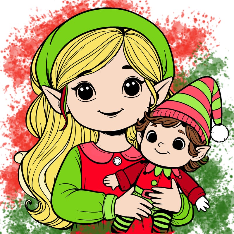 a realistic little girl holding an elf