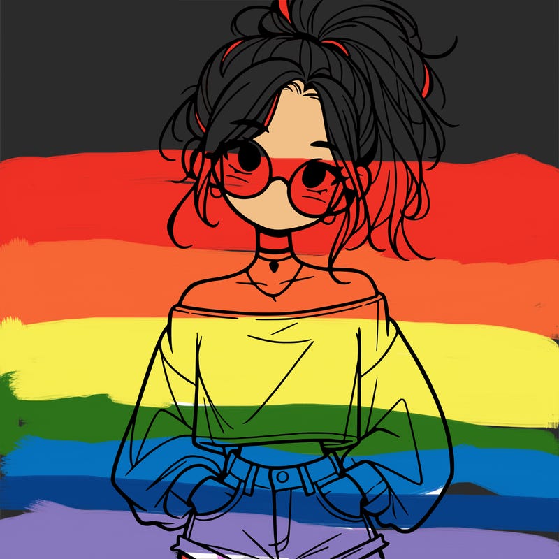 girl with a messy ponytail glasses a baggy crop top and jean shorts