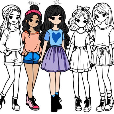 a group of five girls