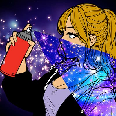 a realistic girl spray, painting