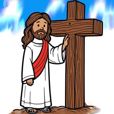 jesus standing beside the cross