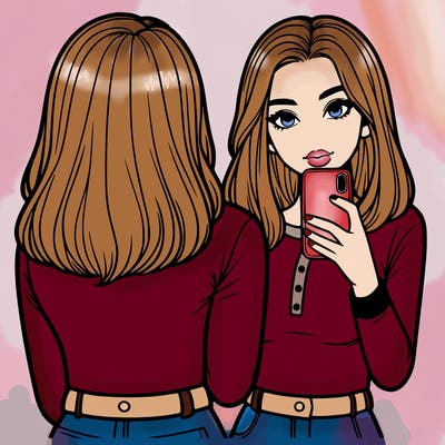 realistic girl mirror selfie