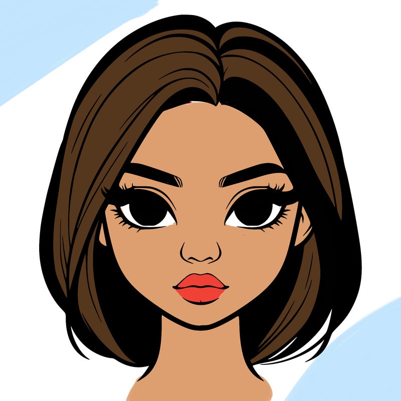 a realistic girl with nose and mouth