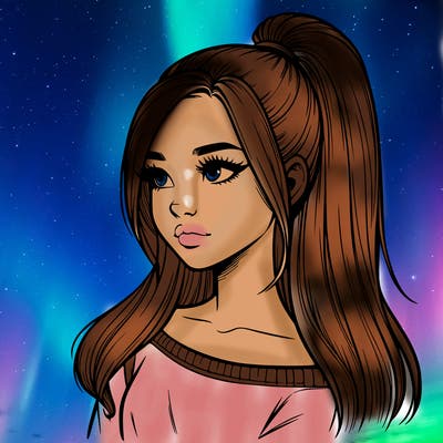 realistic girl with a high ponytail