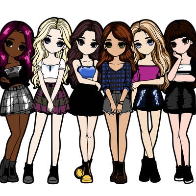 a group of girls realistic