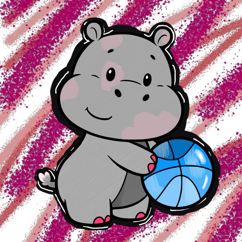 smooth hippo holding a ball